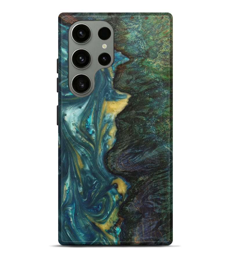 Galaxy S23 Ultra Wood+Resin Live Edge Phone Case - Windy (Green, 628986)