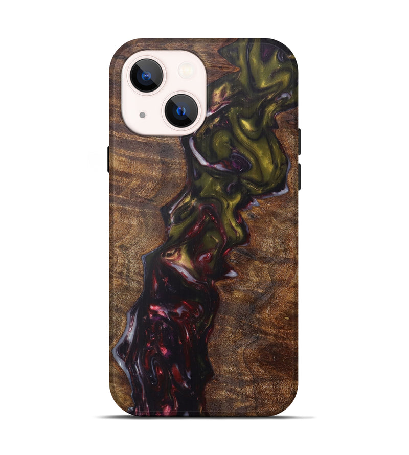 iPhone 13 Wood+Resin Live Edge Phone Case - Ariel (Dark Red, 605535)