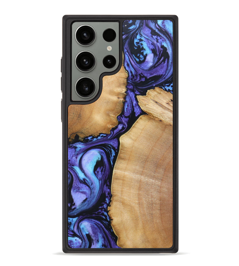 Galaxy S23 Ultra Wood+Resin Phone Case - Barney (Purple, 630326)