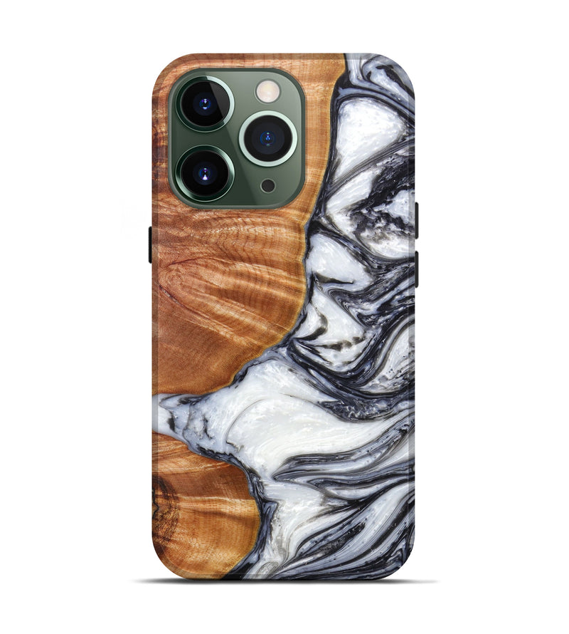 iPhone 13 Pro Wood+Resin Live Edge Phone Case - Bedford (Black & White, 604241)