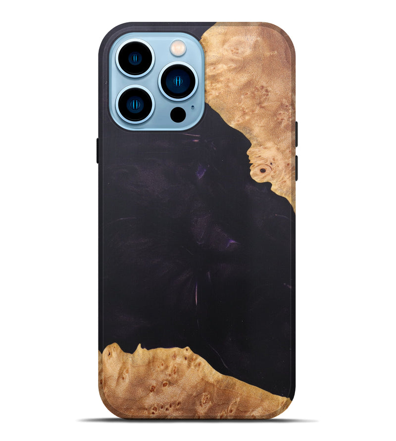 iPhone 14 Pro Max Wood+Resin Live Edge Phone Case - Wladyslaw (Pure Black, 596280)