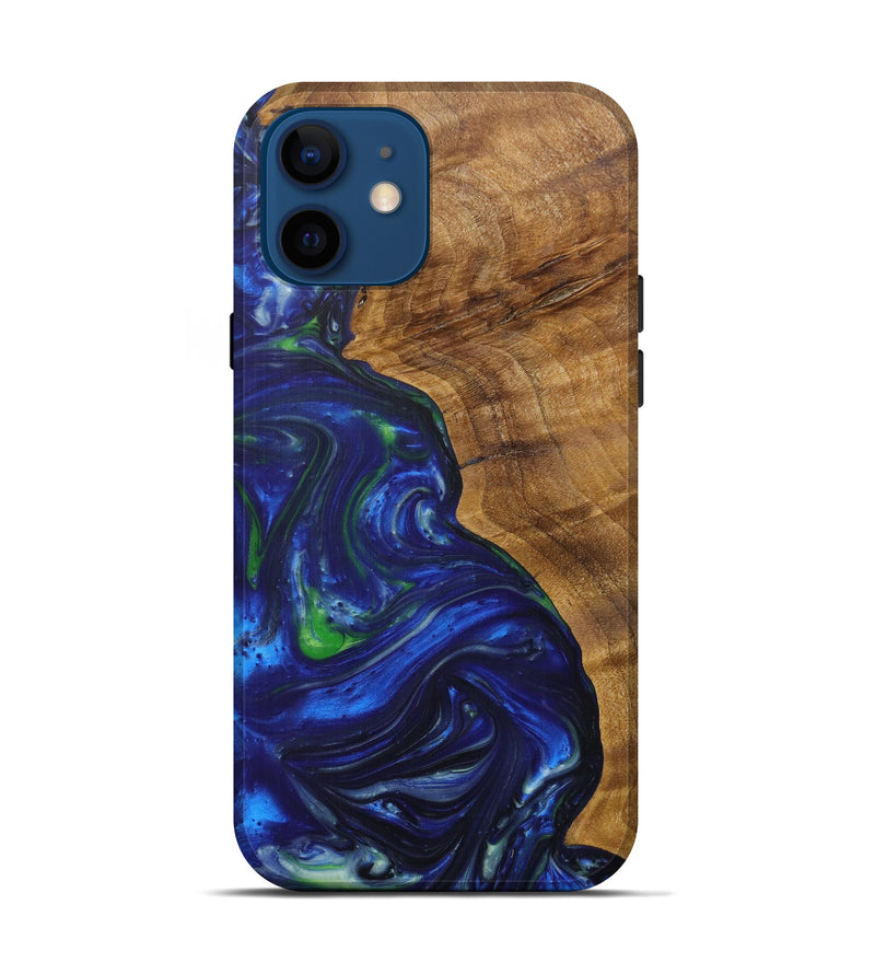 iPhone 12 Wood+Resin Live Edge Phone Case - VuHoan (Dark Blue, 597368)