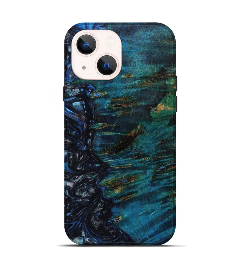 iPhone 13 Wood+Resin Live Edge Phone Case - Mia (Blue, 644006)