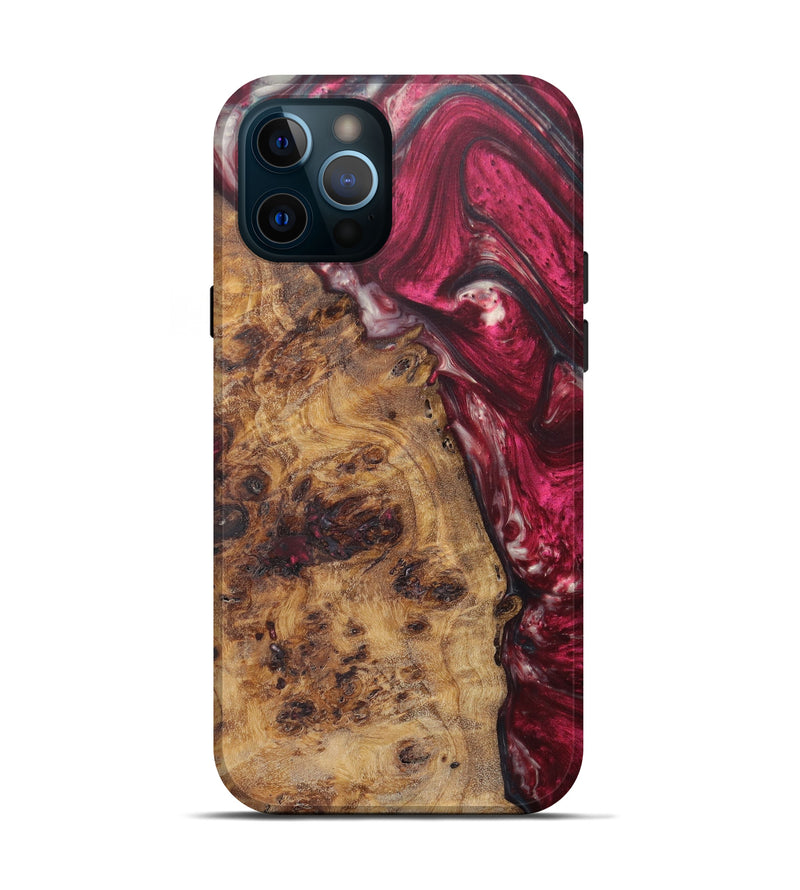 iPhone 12 Pro Wood+Resin Live Edge Phone Case - Shameka (Dark Red, 616675)