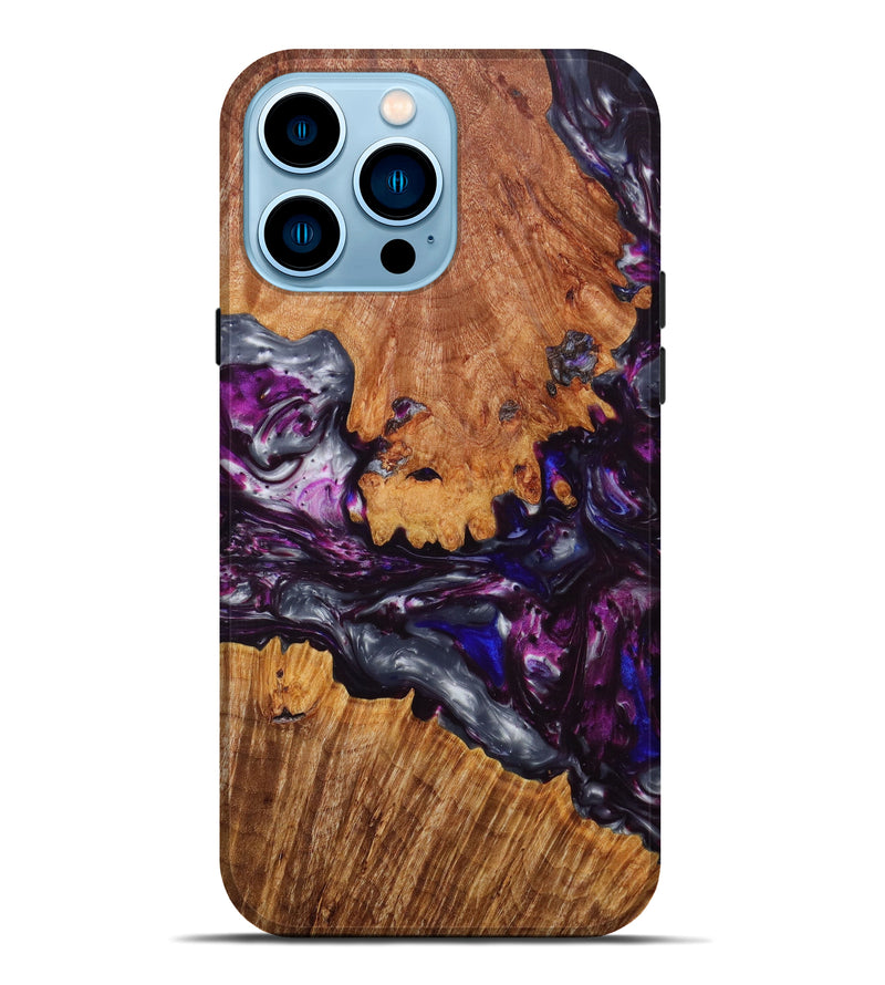 iPhone 14 Pro Max Wood+Resin Live Edge Phone Case - Sabrina (Purple, 641032)