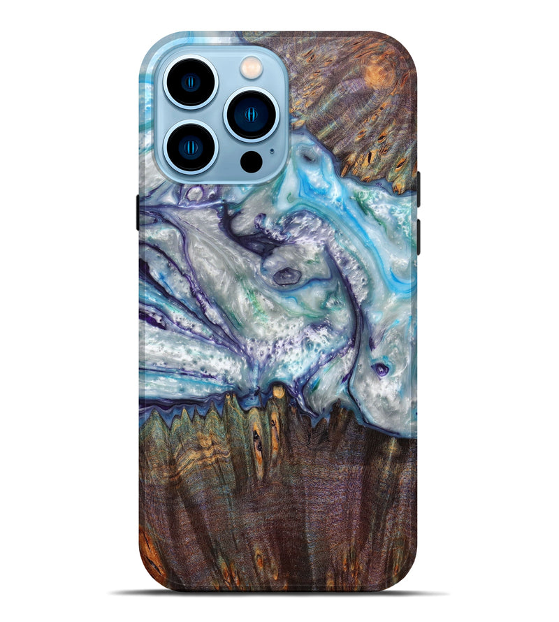iPhone 14 Pro Max Wood+Resin Live Edge Phone Case - Kathi (Light Blue, 596330)