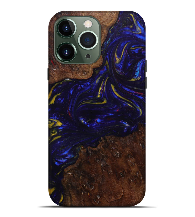 iPhone 13 Pro Max Wood+Resin Live Edge Phone Case - Gordon (Blue, 641067)