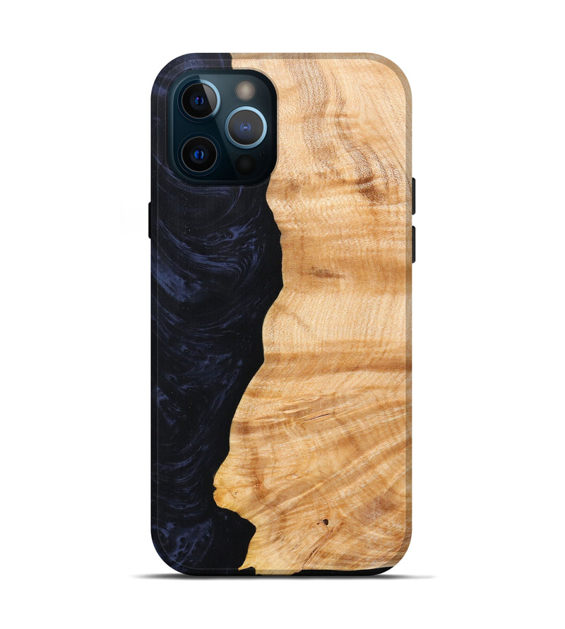 iPhone 12 Pro Wood+Resin Live Edge Phone Case - Guner (Pure Black, 607227)