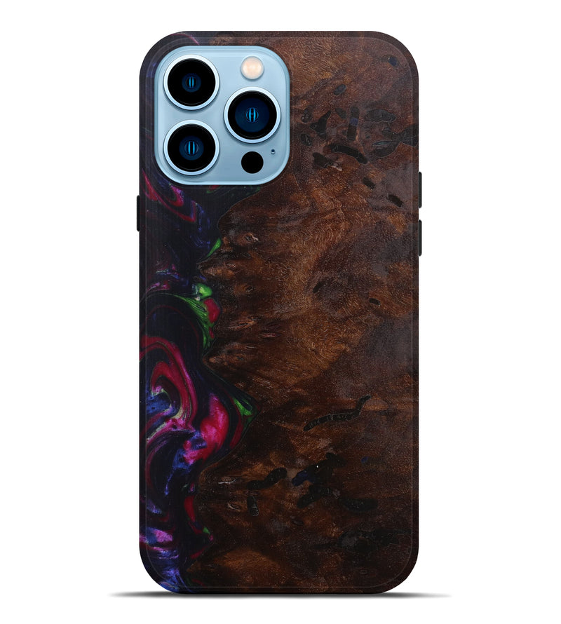 iPhone 14 Pro Max Wood+Resin Live Edge Phone Case - Gwenny (Dark Blue, 597336)