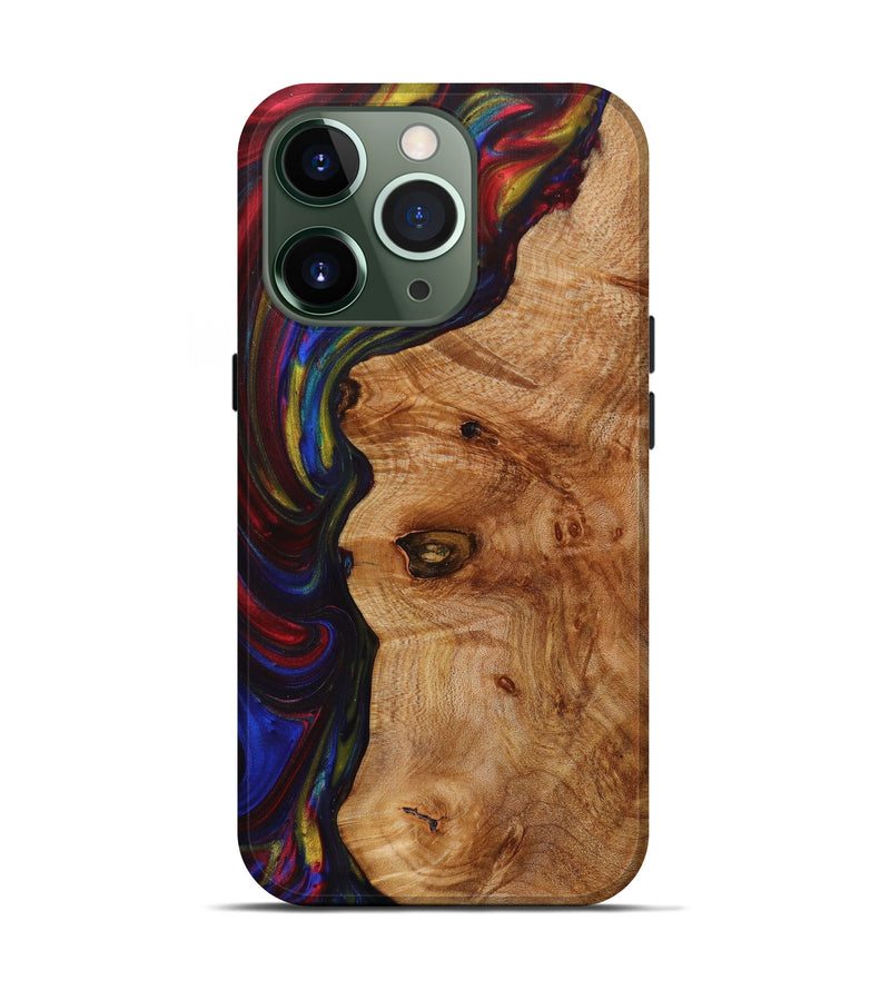 iPhone 13 Pro Wood+Resin Live Edge Phone Case - Ace (Dark Red, 614591)
