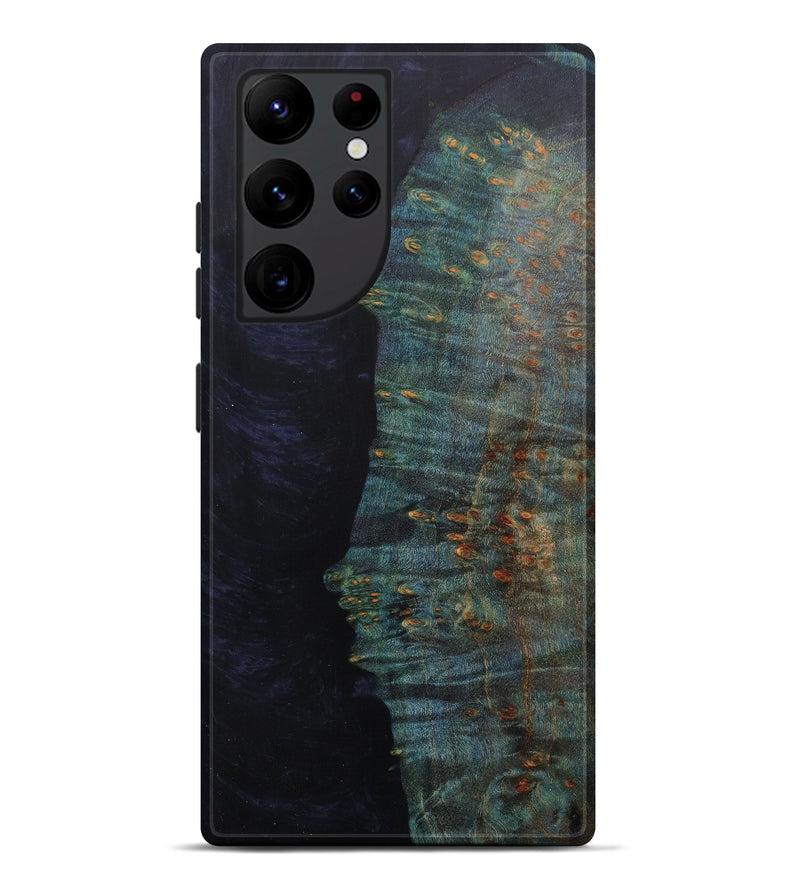 Galaxy S22 Ultra Wood+Resin Live Edge Phone Case - Mylie (Pure Black, 610312)