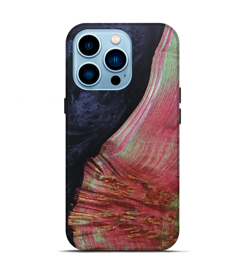 iPhone 14 Pro Wood+Resin Live Edge Phone Case - Ruthe (Pure Black, 607223)
