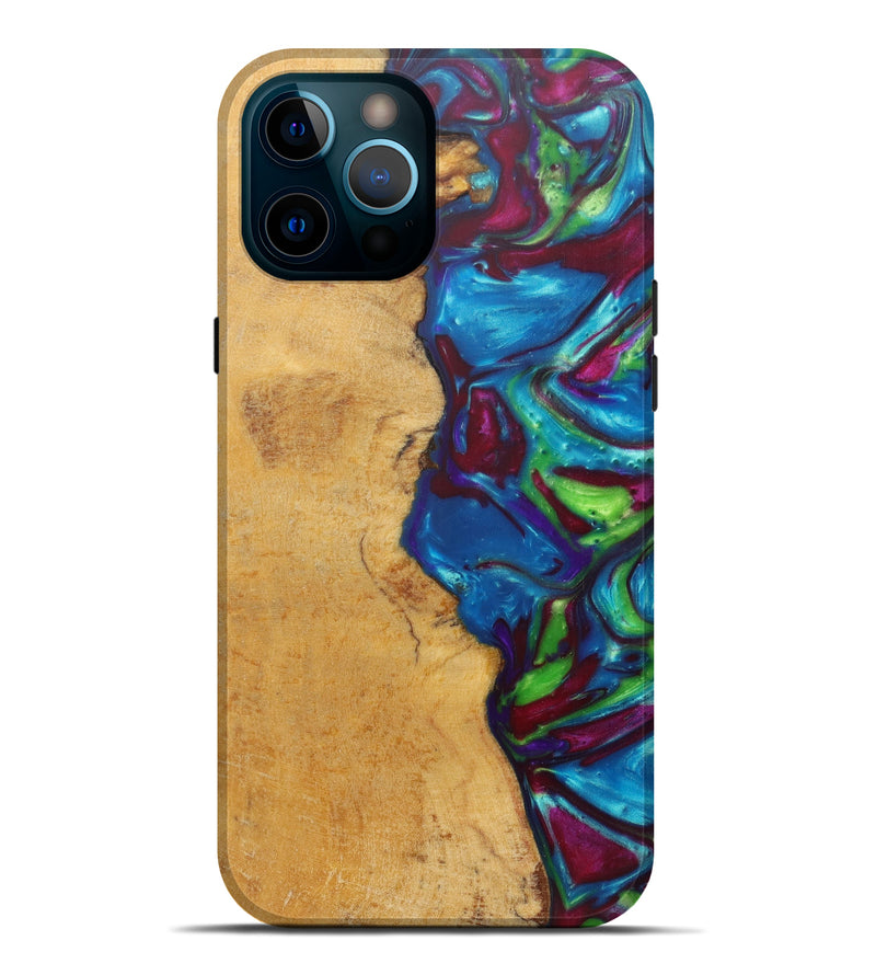 iPhone 12 Pro Max Wood+Resin Live Edge Phone Case - Adie (Light Blue, 598611)