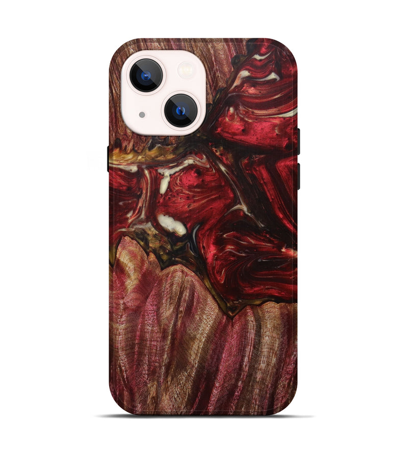 iPhone 14 Wood+Resin Live Edge Phone Case - Clyde (Dark Red, 614578)
