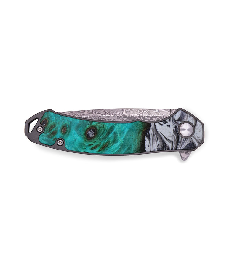 EDC Wood+Resin Pocket Knife - Deanna (Black & White, 642792)