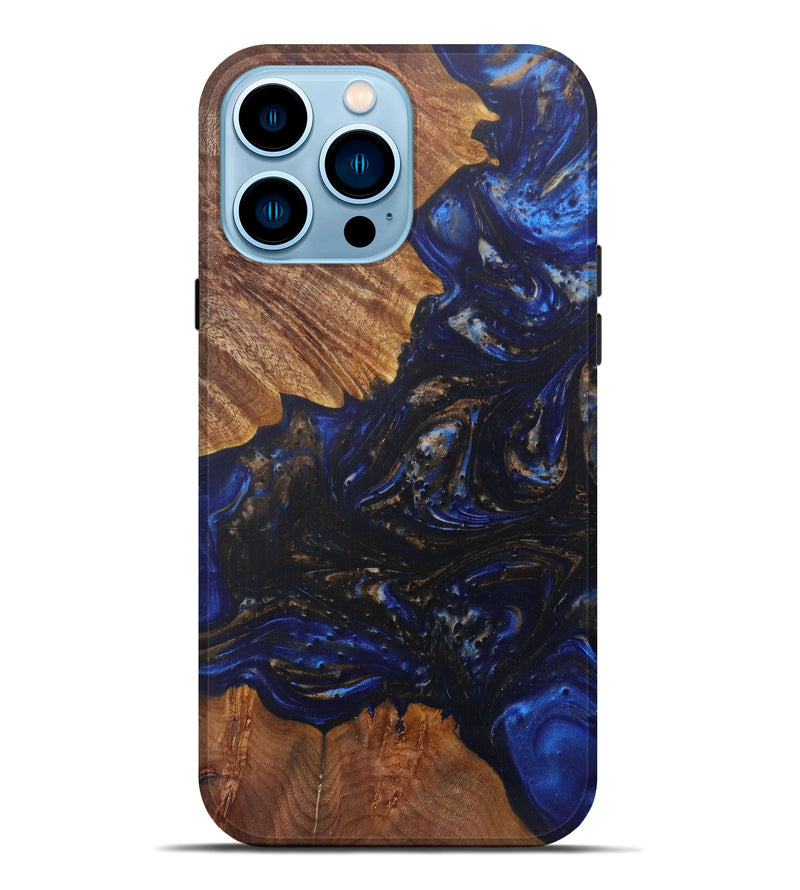 iPhone 14 Pro Max Wood+Resin Live Edge Phone Case - Andee (Dark Blue, 598649)