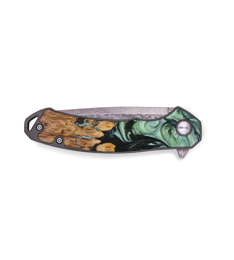 EDC Wood+Resin Pocket Knife - Harry (Green, 643119)