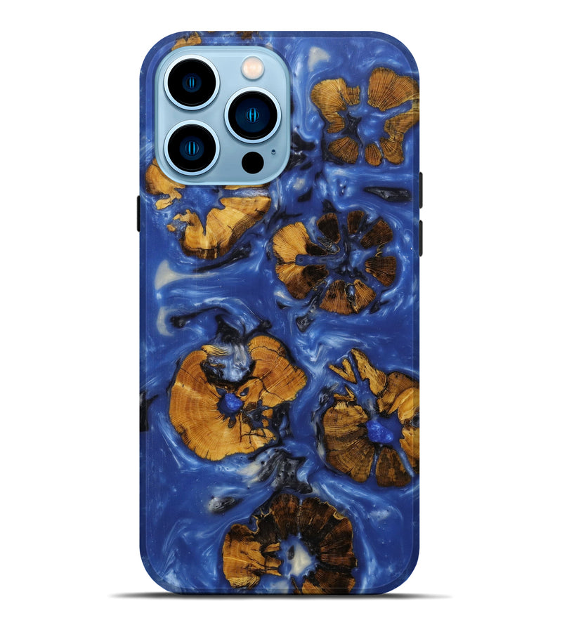 iPhone 14 Pro Max Wood+Resin Live Edge Phone Case - Dede (Light Blue, 596643)
