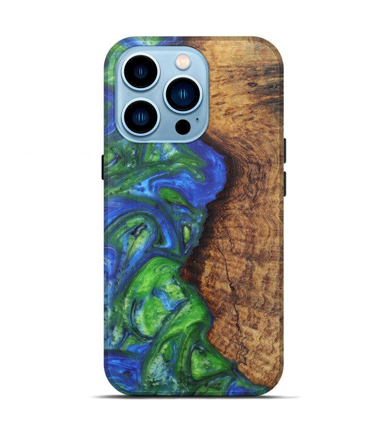 iPhone 14 Pro Wood+Resin Live Edge Phone Case - Turgay (Light Blue, 594887)